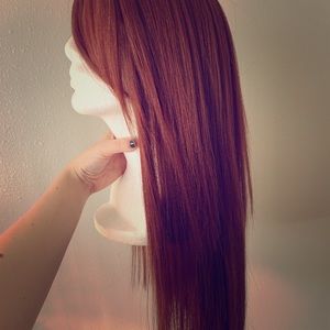 Lace Front Cut Long Red Synthetic Wig